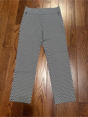 Margaret M Black and White Cropped Patterned Pants